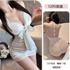 Lingerie Sexy com Desejo Puro, Decoração de Laço, Camisola de Renda Transparente Franzida, Não Precisa Tirar, Roupa de Dormir Feminina 1295