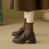 Nuevos Mocasines de Suela Gruesa para Mujer, Estilo Británico, Nuevo Modelo Primavera y Otoño 2026, Zapatos Retro de Cuero sin Cordones con Tacón Alto para Mujer