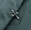 Plata de Ley S925 Retro Personalizado Colgante de Cruz de Mariposa Rosa Accesorios para Collar Pulsera de Pareja Masculina y Femenina DIY