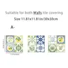 Adesivos de Azulejo Floral Vintage Autoadesivos 2D, Resistentes à Água e Óleo, Adesivos à Prova de Gordura para Cozinha, Adesivos de Parede para Reforma de Parede e Móveis de Banheiro
