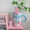 Taza de café con forma de bola de cereza y hielo para niñas, taza de café de alto valor de color, taza de acompañamiento con pajita, taza de té con leche fría con aislamiento 316