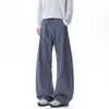 Pantalones Cargo de Parches Cuadros Americanos Desestructurados Micro-Acampanados para Hombre Otoño Diseño Holgado Sentido de la Moda Marca Trendy Fresco Travieso Casual Pantalones Largos
