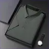 Camiseta de manga corta para hombre, fina, con solapa, de seda helada, manga media, polo para papá, una pieza para hombre, entrega