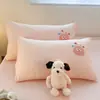 Fundas de Almohada de Algodón Waffle de Dibujos Animados, un Par de Rellenos de Almohada para Uso Doméstico de Adultos, Fundas de Almohada de Algodón Puro para Dormitorio de Estudiantes