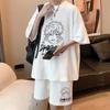 Fornecimento direto da fábrica waffle terno dos homens verão de manga curta T-shirt da moda marca juventude sportswear de duas peças casual