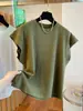 Rebajas ~ Armario Retráctil Marca Grande Estilo Coreano Sentido del Diseño Nicho Manga de Vuelo Camiseta Mujer Holgada Algodón Puro Sin Mangas Top Mujer