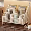 Estante de almacenamiento para portavasos de escritorio, organizador de tazas para encimera, estante para tazas para mesa de comedor y mesa de centro, estante de almacenamiento compartimentado