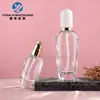 En stock: Juego de botellas de vidrio transparente de forma ovalada de 40-120 ml, incluyendo botellas de 30 g y 50 g para crema y crema para ojos, juego de botellas para productos de cuidado de la piel