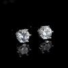 Brincos pequenos e requintados de seis garras com pedra única, personalidade doce e cool, brincos clássicos, agulha de prata s925, brincos simples e versáteis para homens e mulheres