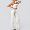 Conjunto Esportivo para Mulheres - Sutiã Esportivo Cross-Border à Prova de Choque, Calça Wide-Leg de Cintura Alta com Sensação de Segunda Pele para Yoga, Corrida e Fitness