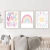 Moderno Escandinavo Dibujo Animado Rosa Acuarela Clima Corazón Habitación Infantil Niñas Decoración Colgante Pintura Póster Núcleo de Pintura