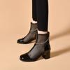 Sandálias estilo europeu e americano femininas 2025 primavera e verão preto salto grosso salto alto sapatos da moda nicho personalidade corrente oca sapatos romanos