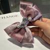 Horquilla de estilo coreano para mujer, accesorio para el cabello con lazo de perla con diamantes de imitación, pinza de plátano, tela de terciopelo tridimensional, estilo otoño