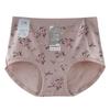 Braguitas de algodón para mujer, transpirables, de cintura media, holgadas, con estampado floral, tallas grandes
