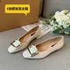 520-16 Sapatos Baixos Quadrados Estilo Francês com Fivela Baixa 2026 Slip-On Flats para o Dia a Dia Larga Tamanho Grande Sapatos Femininos 41 Cano Baixo