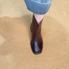 Botines Retro Franceses de Tacón Grueso para Mujer, Nuevos Botines de Tacón Alto de Punta Cuadrada Otoño e Invierno 2026, Botas Martin Versátiles y Estilizadoras