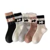 Calcetines de Felpa Australiana con Diseño Fair Isle para Mujer, Calcetines Gruesos de Invierno Japoneses de Media Pantorrilla, Cómodos Calcetines de Felpa Casual para Combinar con Zapatos Birkenstock