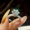 Anel de Prata Esterlina S925 com Moissanita de 5 Quilates Corte Fogos de Artifício Aurora Seis Garras para Mulheres, Atacado de Comércio Exterior Europeu e Americano Dropshipping