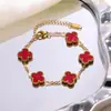 2026 Nuevo Pulsera de Trébol de Cuatro Hojas y Cinco Flores de Nácar Ultra Brillante, Joyería de Acero de Titanio Chapado en Oro de Lujo Ligero Brillante con Alta Retención de Color