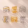 Miduoduo Estilo Ins Lujo Accesible Diseño Geométrico Elegante Línea Cruzada Anillo Multicapa Acero Inoxidable Anillo Abierto