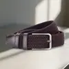 Cinto Jeans Masculino de Lona Tecida Vintage Versátil Feminino Elástico Sem Furo Marca Grande Cliente Conjunto Caixa de Presente