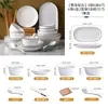 Estilo Escandinavo Casual Linha Preta Conjunto de Louça de Cerâmica para 2-10 Pessoas Pratos Criativos para Casa Tigelas e Hashis Conjunto de Talheres Presente