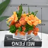 Vaso de garrafa de vidro flores artificiais flores falsas decorações de mesa de conferência de escritório flores de mesa de centro de sala de estar mesa de escritório arranjo floral de mesa de jantar