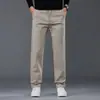 Calças Casuais Novas de Outono Masculinas Elásticas Largas Retas Algodão Puro Casual de Negócios Versáteis Calças Compridas Estilos de Primavera e Outono