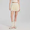 Falda Short de Yoga Shuxi de Verano de Cintura Alta Adelgazante con Forro, Anti-Exposición, con Bolsillos, Falda de Tenis, Falda Media Informal para Exteriores