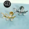 Stud de Lábio e Stud de Osso da Orelha em Formato de Folha com Diamantes Completos em Liga de Titânio Astm F-136 Moderno Novo Joia para Orelha Transfronteiriça Acessórios para Piercing