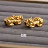 Plata de Ley S925 Pixiu 3D Chapado en Oro Método Antiguo Brazalete de Cristal Dorado Accesorios Colgante DIY Dijes Adornos Accesorios