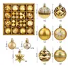 Enfeites de Bola de Natal Xinhe 6cm Conjunto de 44 peças Bolas Pintadas à Mão Decorações de Natal Bolas Coloridas Caixa de Presente Enfeites para Árvore de Natal