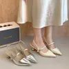Nuevas Sandalias de Punta Cerrada Estilo Chino, Sandalias Estilo Francés, Nuevo Modelo Primavera/Verano 2026, Tacones Altos Finos, Adecuadas para Combinar con Vestidos, Zapatos de Hada, Zapatos sin Espalda
