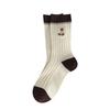Calcetines para Mujer Estilo Coreano Rayados Media Caña Lindo Estilo Japonés Calcetines de Primavera y Otoño para Mujer Calcetines Media Caña para Estudiantes