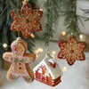 Decorações Criativas Transfronteiriças de Natal Árvore de Natal Floco de Neve Alce Homem de Gengibre Pingente Arrumo de Ambiente para Janela Estoque Pronto