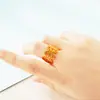 Anillo de Oro Antiguo Francés Imitación 24k Apertura para Hombre y Mujer Celebrante de Internet Moneda Oro Arena Joyería Suministro Transfronterizo Accesorios