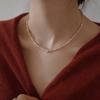 Collar de Acero de Titanio Años Dorados Fluyendo Piedra Sol Brillante con Cuentas para Mujer Verano Elegante Celebridad de Internet Mismo Estilo Sentido del Diseño Cadena para Clavícula