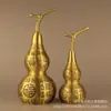 Adorno de Calabaza Fubao de Latón con Carácter "Fu" de Cobre Grande Hueco Abierto para Oficina Sala de Estar Decoración del Hogar