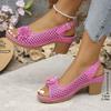 Sandalias de Tacón Alto Nuevas de Primavera 2025 Transfronterizas Zapatos de Mujer Sandalias de Punta Abierta de Una Palabra Sandalias Casuales de Tacón Alto con Hebilla de Cinturón