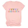 Camiseta de manga corta holgada de talla grande para mujer, cinco corazones de colores, comercio exterior transfronterizo, venta al por mayor de Amazon, para jardín de infantes