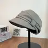 Novo chapéu de equitação plissado doce legal estilo old money feminino japonês 2026 Verão/Outono chapéu versátil moderno faz o rosto parecer menor chapéu bico de pato