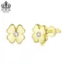Nueva Colección de Primavera de Aifulu Pendientes Versátiles de Trébol de Cuatro Hojas con Cierres de Plata, Pendientes Pequeños con Temática de Plantas para Mujer, Hechos de Cobre con Baño de Platino