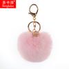 Llavero de Bola de Pelo de Conejo Sintético con Colgante de Gema Hexagonal Incrustada de Diamantes, Llavero de Coche, Decoración de Bolsa de Peluche, Elementos Navideños