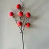 Laranja Simulada Fruta Falsa Caqui Galho Inteiro com Folhas Decoração de Casa Mesa de Exibição Flor de Seda Fruta Falsa Laranja Plástico