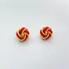 Brincos de Bolas Tecidas Florais Vintage para Mulheres, Versátil, Pequeno, Simples, Versátil, Estilo Feminino de Alta Qualidade