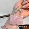 Collar con Colgante de Cuarzo Rosa Natural Ping An Kou Wushi Pai Colgante de Calabaza para Mujer Collar de Cristal de Rodonita Rosa
