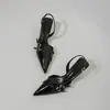 Sandalias de Tacón Fino Estilo Pura Pasión Hebilla Nuevo Tacón de Gato Negro Puntera Fina Puntiaguda Personalizadas Charol Tacones Altos Sexy 2025