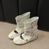 Design de Nicho Estilo Coreano Novidade Primavera/Verão 2026 Botas Empilháveis para Mulheres com Rebites, Design Vazado, Salto Escondido, Duas Formas de Usar
