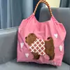 Bolsa de Lona Bordada Ecológica Grande Capacidade Nylon Transversal Tote Bolsa de Ombro para o Dia a Dia Compras Bolsa Tote