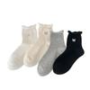 Calcetines de mujer primavera y otoño lazo blanco calcetines de tubo sin costuras con zapatos de cuero pequeños calcetines de algodón japonés de verano delgados